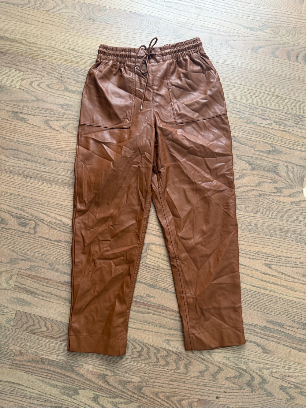 a new day camel brown Faux Leather Joggers